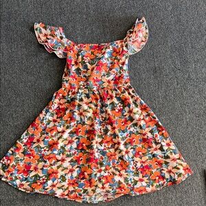 SHEIN Vibrant Floral Mini Dress with Ruffle Sleeves